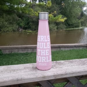 Victoria's Secret PINK Girls Rule The World stainless steel pink water bottle